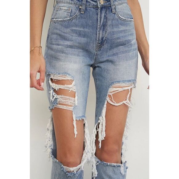 NWT Insane Gene Free the People Mid-Rise Distressed Boyfriend Jeans, Size 7/27W - Picture 6 of 16